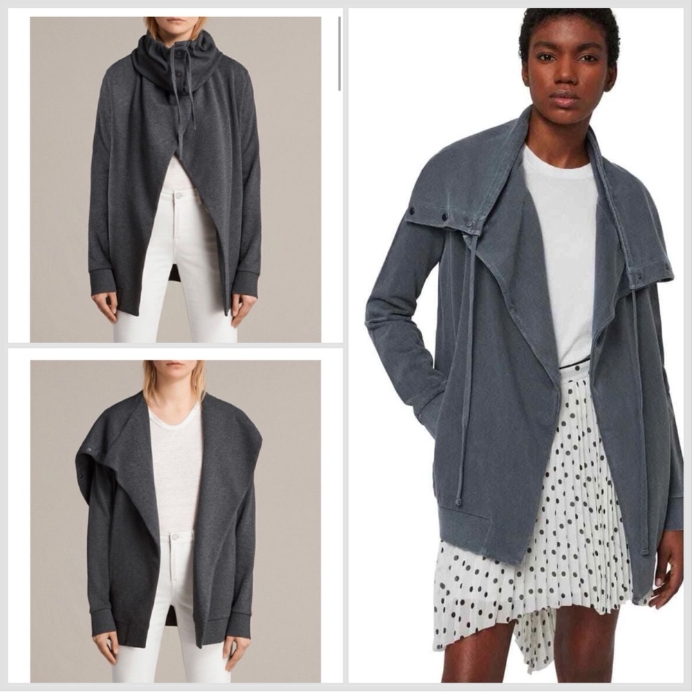 Allsaints Brooke sweatshirt Sweat Grey Oversized Cowl Neck Jacket Women’s medium